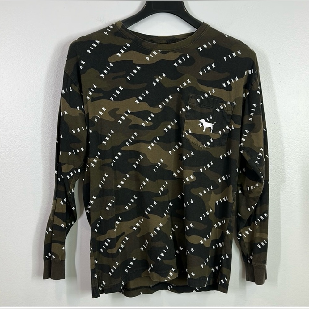 PINK Victoria’s Secret Camo Long Sleeve Tee – Size Medium - Picture 2 of 7